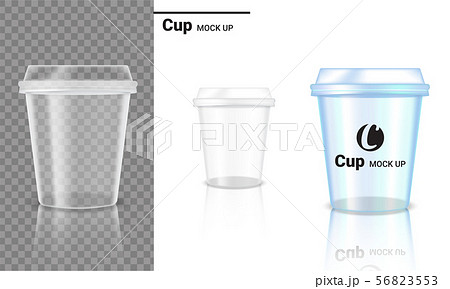 Realistic plastic coffee cup. Clear plastic cup mockup for coffee, ice By  WinWin_artlab
