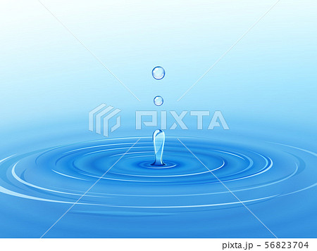 波紋と跳ねる水滴の背景イラスト 青 斜めのイラスト素材
