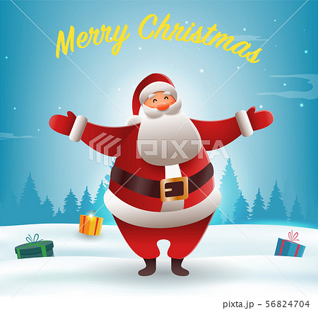 Christmas background with Santa Claus. Cute christmas Santa with bag presents. Merry Christmas and Christmas background with Santa Claus. Cute christmas Santa with bag presents. Merry Christmas and 56824704