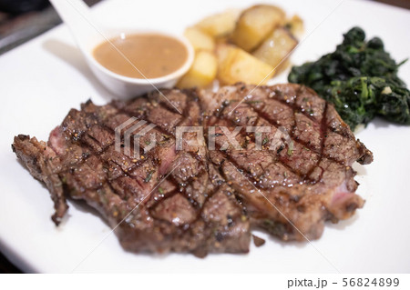 wagyu ribeye steak on a plate 56824899