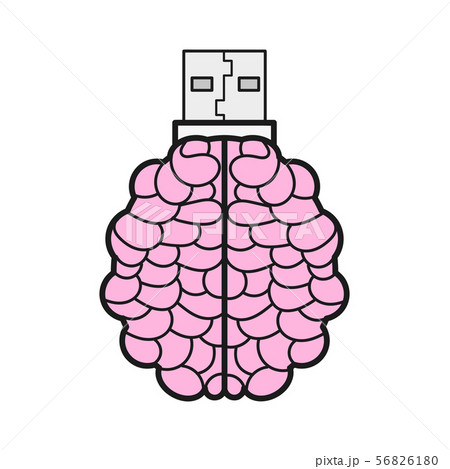Brain Shaped Flash Drive Flat Icon, Memory Stick 56826180
