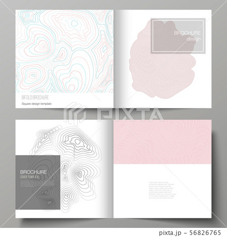 The vector illustration of the editable layout of two covers templates for square design bifold 56826765