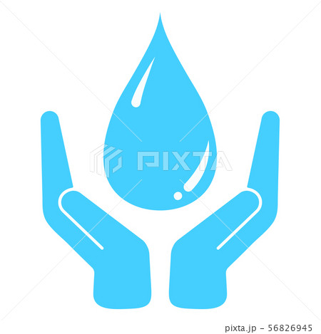 Vector concept illustration of hands holding water drop isolated on white background. 56826945