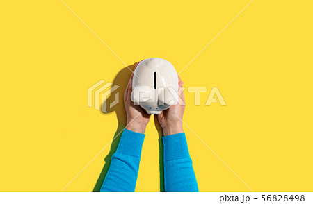 Person holding a piggy bank Person holding a piggy bank 56828498