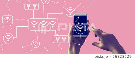 Wifi theme with smartphone 56828529