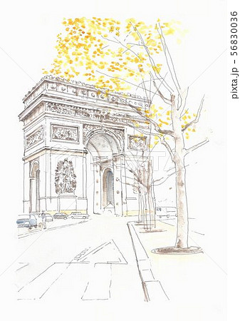 ヨーロッパの街並 フランス パリの凱旋門のイラスト素材