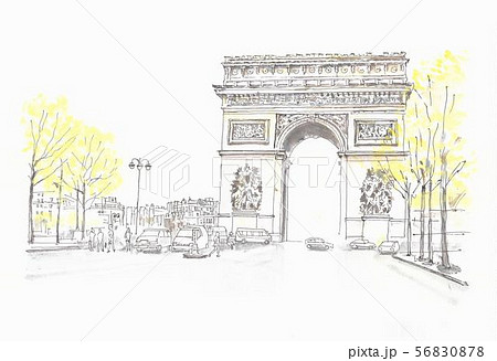 フランス パリ 凱旋門のイラスト素材