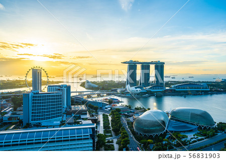 Beautiful architecture building exterior cityscape in Singapore city skyline Beautiful architecture building exterior cityscape in Singapore city skyline 56831903