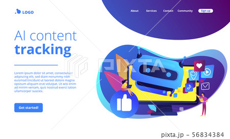 AI in social media concept landing page. 56834384