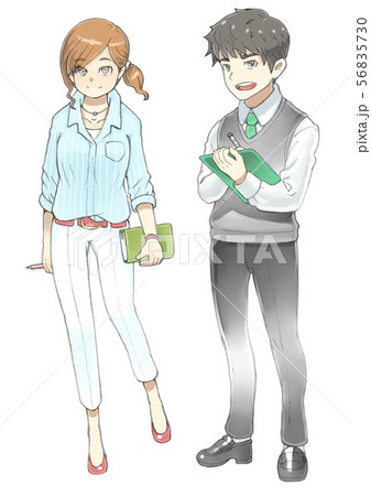 社会福祉士の男女のイラスト素材