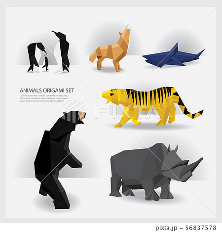 Animals Origami set Vector Illustration 56837578