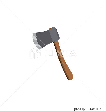 Cartoon ax with brown wood handle and shiny metal blade Cartoon ax with brown wood handle and shiny metal blade 56840048