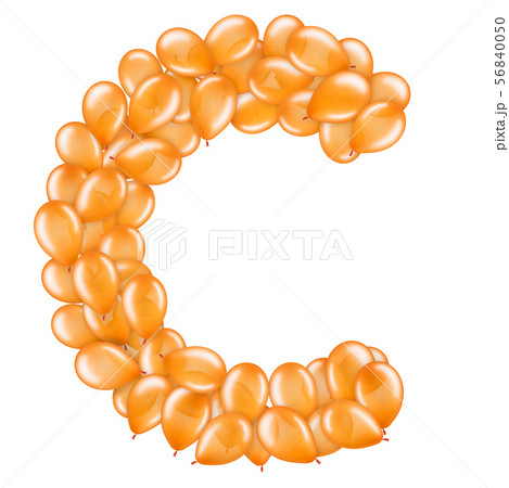Orange letter C from helium balloons part of English alphabet. 56840050