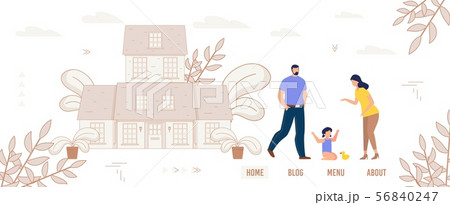 Informational Banner Happy Family Life, Cartoon. 56840247