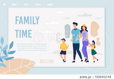 Informative Banner Inscription Family Time, Flat. 56840248