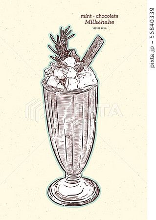 Chocolate - mint milkshake, hand draw sketch Chocolate - mint milkshake, hand draw sketch 56840339