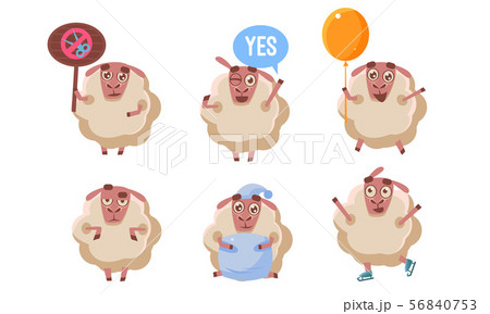 Cute Sheep Character Set, Funny Farm Animal in Different Situations Vector Illustration Cute Sheep Character Set, Funny Farm Animal in Different Situations Vector Illustration 56840753