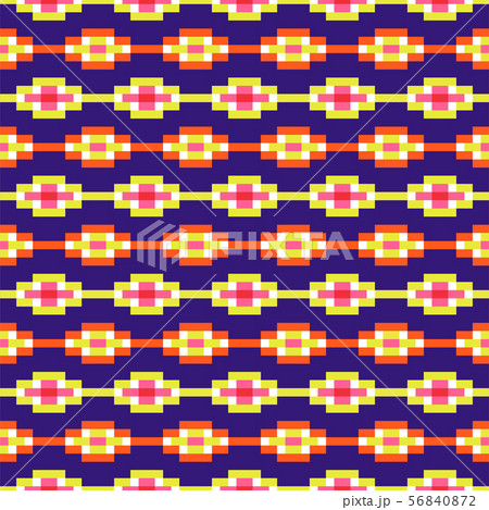 Aztec geometric seamless blue pattern pixel blocks shapes texture. 56840872