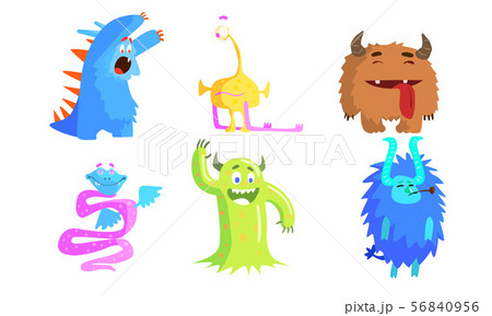 Cute Funny Monsters Set, Funny Adorable Colorful Monsters Characters Vector Illustration 56840956
