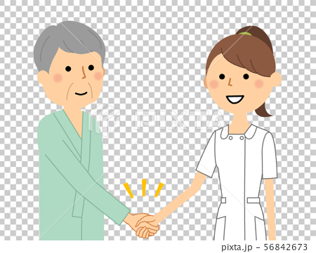 看護師 患者と握手のイラスト素材