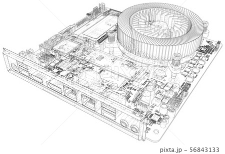 Electronic circuit board. Vector illustration. Wire-frame. Tracing illustration of 3d Electronic circuit board. Vector illustration. Wire-frame. Tracing illustration of 3d 56843133