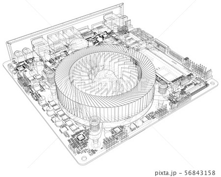 Circuit board. Electronic computer hardware technology. Vector rendering of 3d 56843158