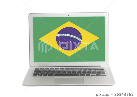 Laptop with Flag of Brazil on screen Laptop with Flag of Brazil on screen 56843265