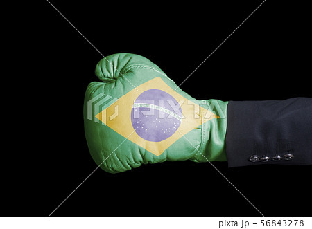 Male hand in Boxing glove with Brazil flag Male hand in Boxing glove with Brazil flag 56843278