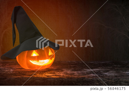 Halloween pumpkin Jack O'Lantern smiling face 56846175