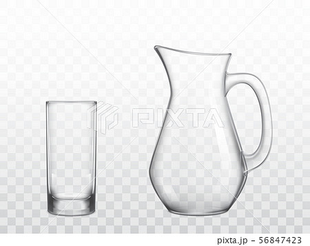Glass jug and highball glass realistic vector Glass jug and highball glass realistic vector 56847423