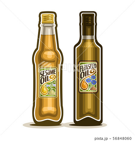 Vector bottles for Sesame and Flaxseed oil - Stock Illustration [56848060]  - PIXTA