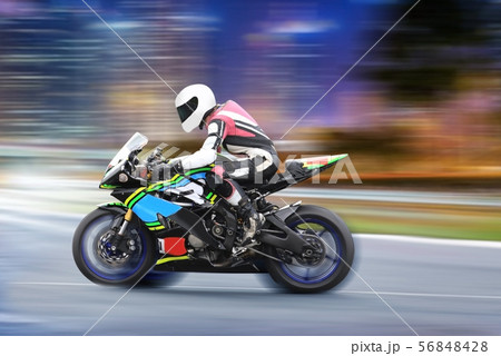 Racing bike rider on a sports motorcycle on race Racing bike rider on a sports motorcycle on race 56848428