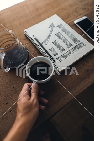 Business Growth Draw graph in book In the morning, 56848822