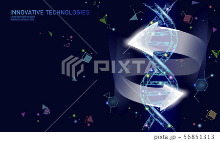 Gene protection therapy DNA 3D chemical molecule structure low poly. Polygonal triangle point line Gene protection therapy DNA 3D chemical molecule structure low poly. Polygonal triangle point line 56851313