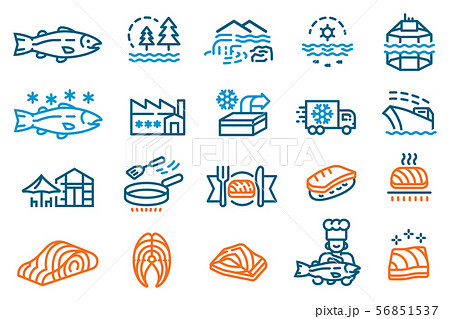 Industry produces salmon for sale to supermarket. Industry produces salmon for sale to supermarket. 56851537