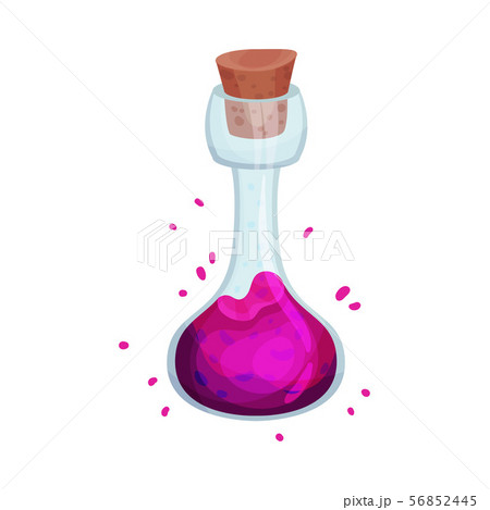 Tall flask with a pink elixir. Vector illustration on a white background. Tall flask with a pink elixir. Vector illustration on a white background. 56852445
