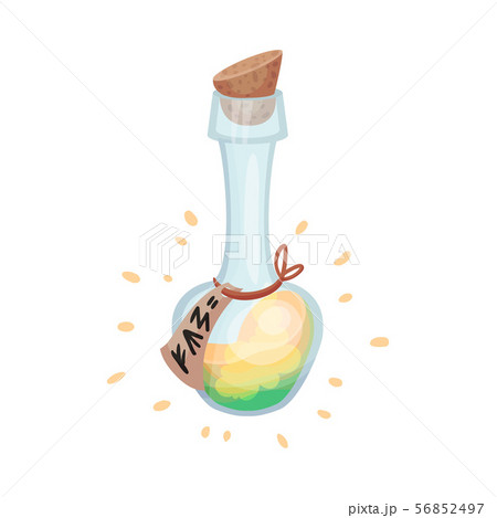 Glass flask of potion. Vector illustration on a white background. Glass flask of potion. Vector illustration on a white background. 56852497