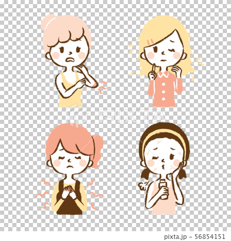 Dry red crack, crack, static electricity, beauty trouble, illustration set 56854151