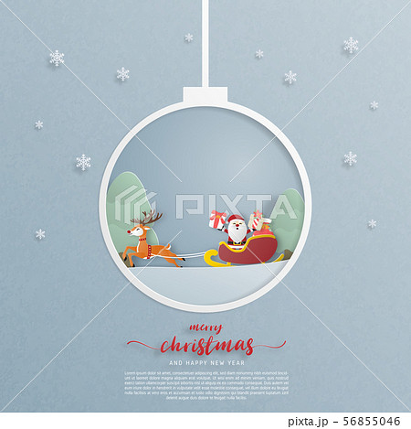 Christmas celebrations greeting card in paper cut 56855046