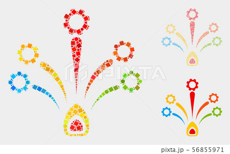 Gear Fireworks Icon Collages of Squares and Circles 56855971