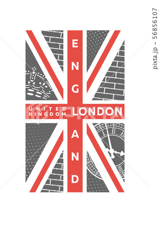 T-shirt Printing design. London, United kingdom flag, banner. Vector illustration. 56856107