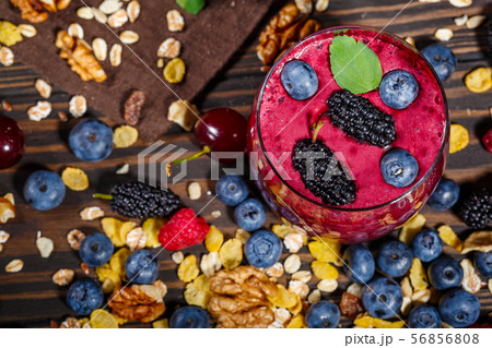 Glass of smoothies with fresh berries Glass of smoothies with fresh berries 56856808