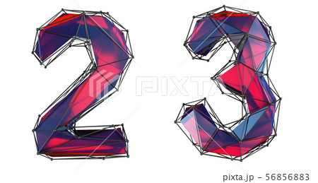 Number set 2, 3 made of red color glass. 56856883