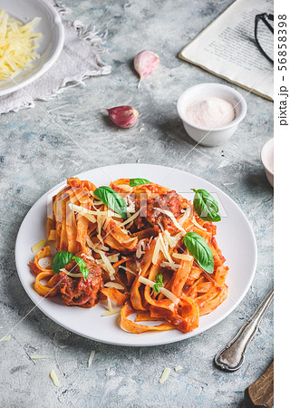 Pasta with mini meatballs 56858398