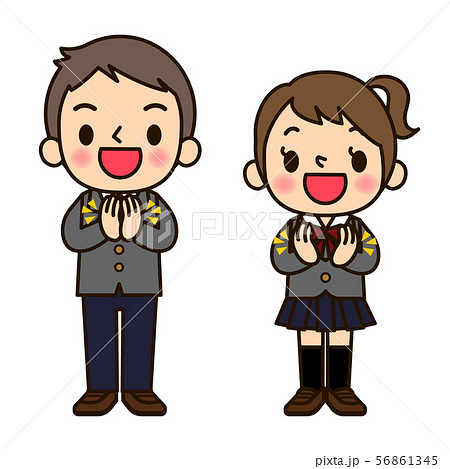 学生服の男女 拍手のイラスト素材