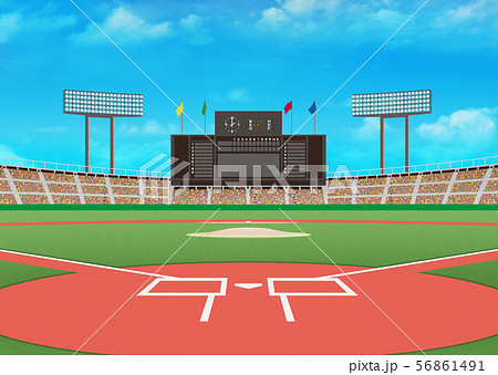 野球場 デーゲーム イメージのイラスト素材