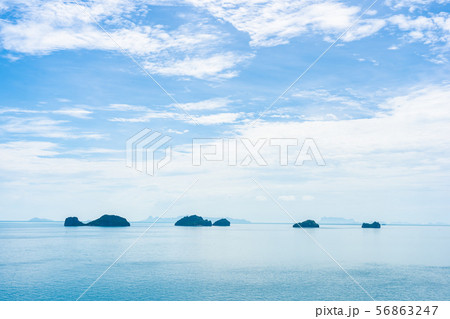 Beautiful outdoor tropical beach sea around samui island with coconut palm tree and other Beautiful outdoor tropical beach sea around samui island with coconut palm tree and other 56863247