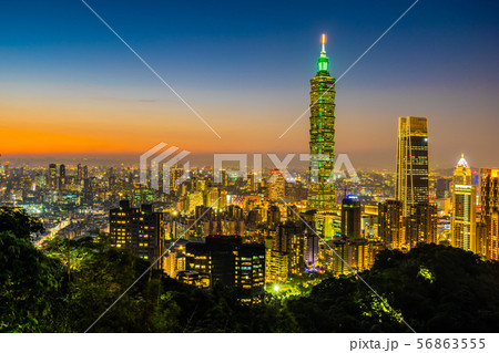 Beautiful landscape and cityscape of taipei 101 building and architecture in the city Beautiful landscape and cityscape of taipei 101 building and architecture in the city 56863555