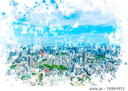 東京の都市風景 イラストのイラスト素材
