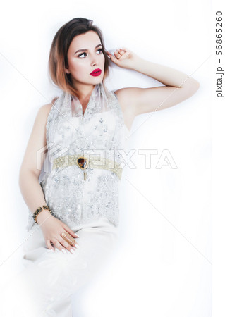 young pretty woman with blond hair on white background isolated, sensual makeup, fashion look young pretty woman with blond hair on white background isolated, sensual makeup, fashion look 56865260